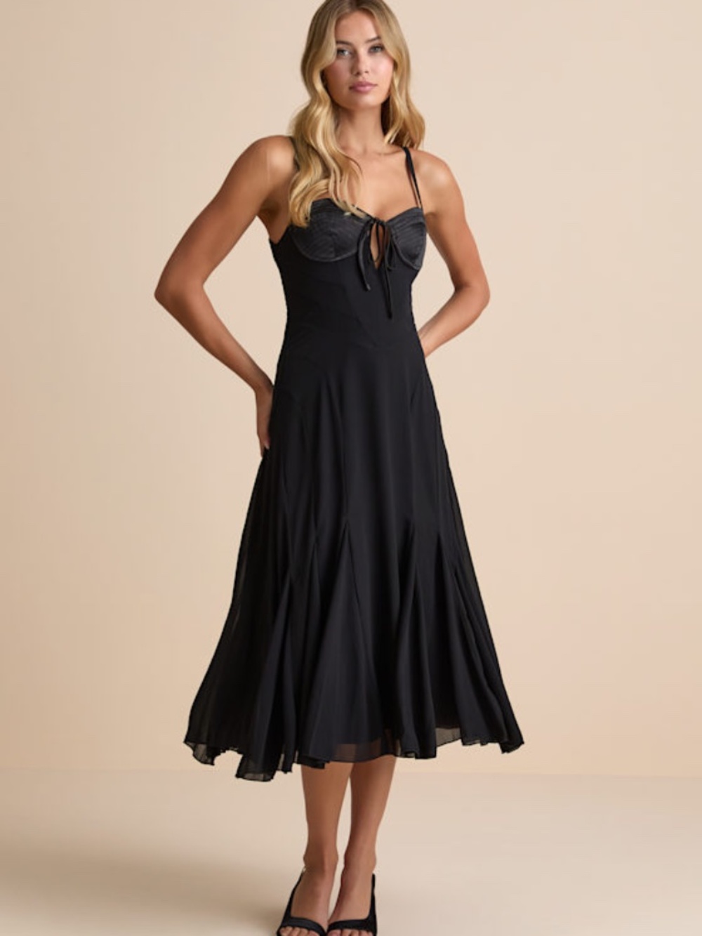 Lulus Enticing Invite Black Pleated Midi Dress - Size L